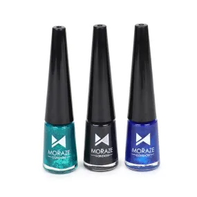 3 Glittery Coloured Eyeliners Kit - Green, Black, Blue