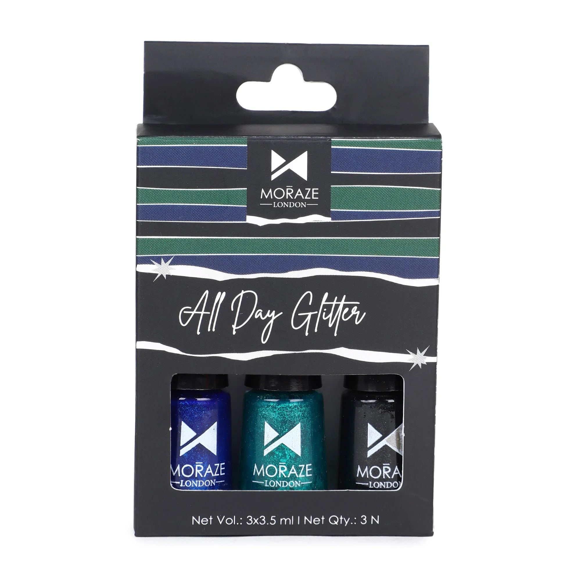 3 Glittery Coloured Eyeliners Kit - Green, Black, Blue