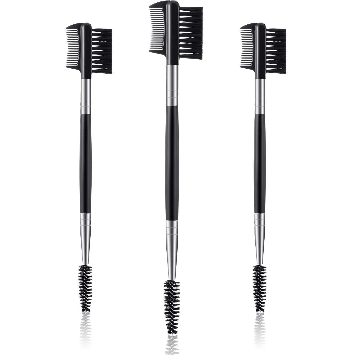 3 Pieces Eyebrow Eyelash Shaper Eyelash Comb and Eyebrow Brush Dual Comb Eyebrow Brush Double Head Eyebrow Brush Eyebrow Eyelash Makeup Grooming Tool for Women Girls Cosmetic Travel (Black) Black
