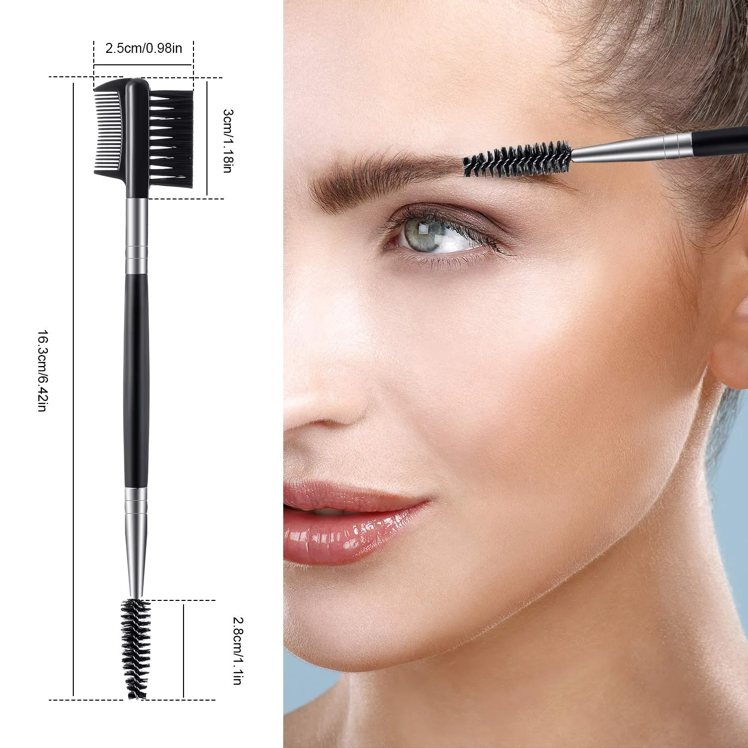 3 Pieces Eyebrow Eyelash Shaper Eyelash Comb and Eyebrow Brush Dual Comb Eyebrow Brush Double Head Eyebrow Brush Eyebrow Eyelash Makeup Grooming Tool for Women Girls Cosmetic Travel (Black) Black
