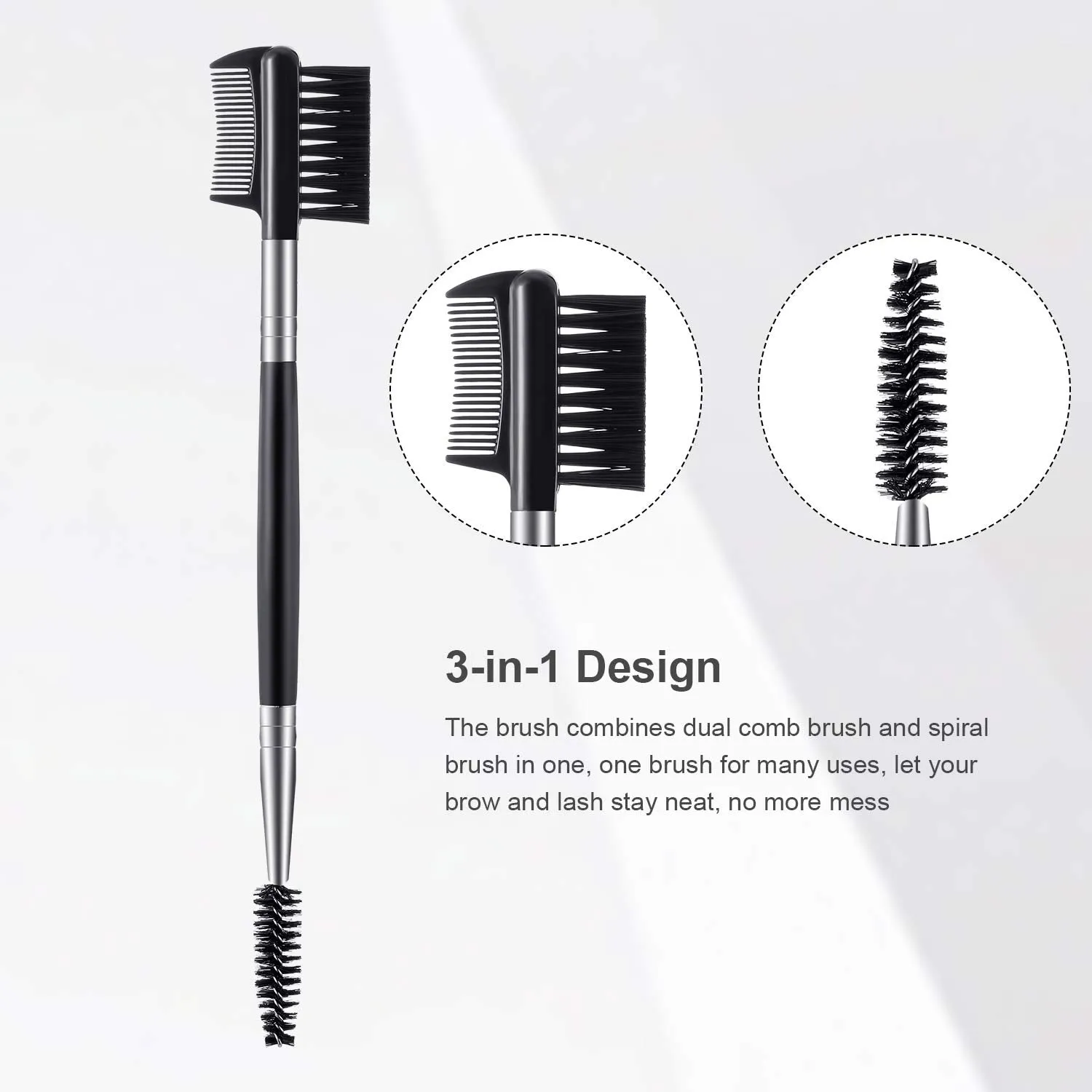3 Pieces Eyebrow Eyelash Shaper Eyelash Comb and Eyebrow Brush Dual Comb Eyebrow Brush Double Head Eyebrow Brush Eyebrow Eyelash Makeup Grooming Tool for Women Girls Cosmetic Travel (Black) Black