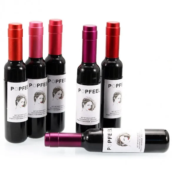 6 Colors Waterproof Lip Gloss Makeup Cosmetic Bottle Shape Long-lasting Lip Tint
