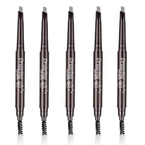AddFavor Eyebrow Pencil Waterproof Eyebrow Definer Pencil with Brush for Women Makeup, Grey Brow Pencil, 5 Count
