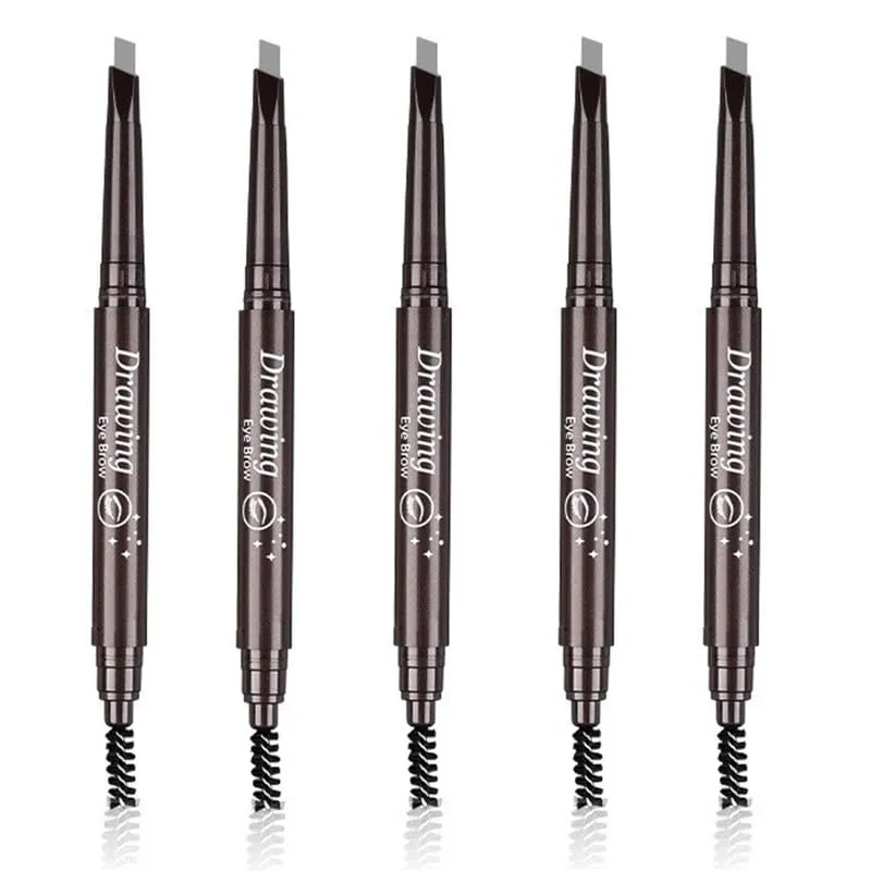 AddFavor Eyebrow Pencil Waterproof Eyebrow Definer Pencil with Brush for Women Makeup, Grey Brow Pencil, 5 Count
