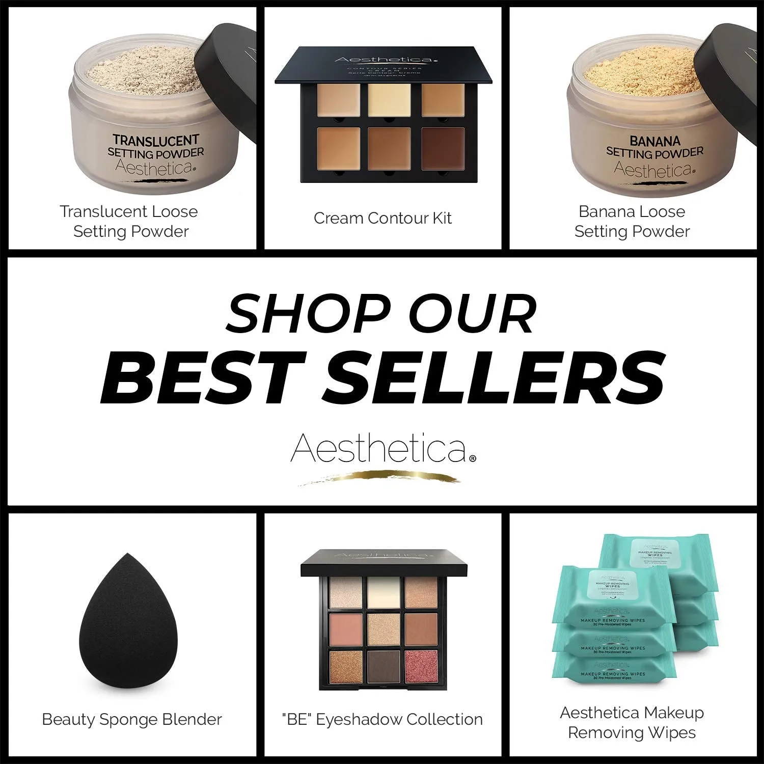 Aesthetica Brow Contour Kit 16-Piece Eyebrow Makeup Palette Set 6 Eyebrow Powders, 5 Eyebrow Stencils, Spoolie/Brush Duo, Tweezers, Eye Brow Wax, Highlighter - Unique Gifts For Women For Her Birthday