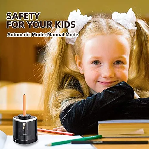 Aogwat Pencil Sharpener Electric Pencil Sharpeners, Portable Pencil Sharpener Kids, Blade to Fast Sharpen, Suitable for No.2/Colored Pencils(6-8mm)/School/Classroom/Office/Home (Black)