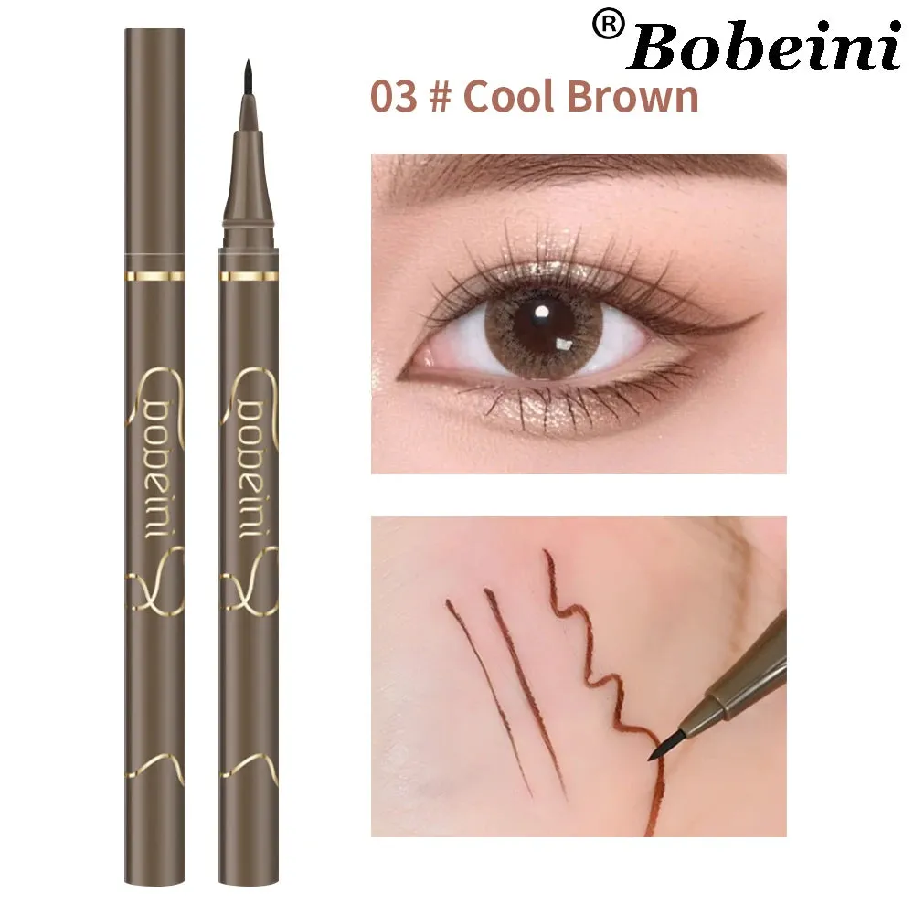 Flytonn-Smooth Thin Eyeliner Pen for Beginners Long Lasting Easy Draw and Modify Waterproof Liquid Black Brown Smooth Eyeliners Pencil