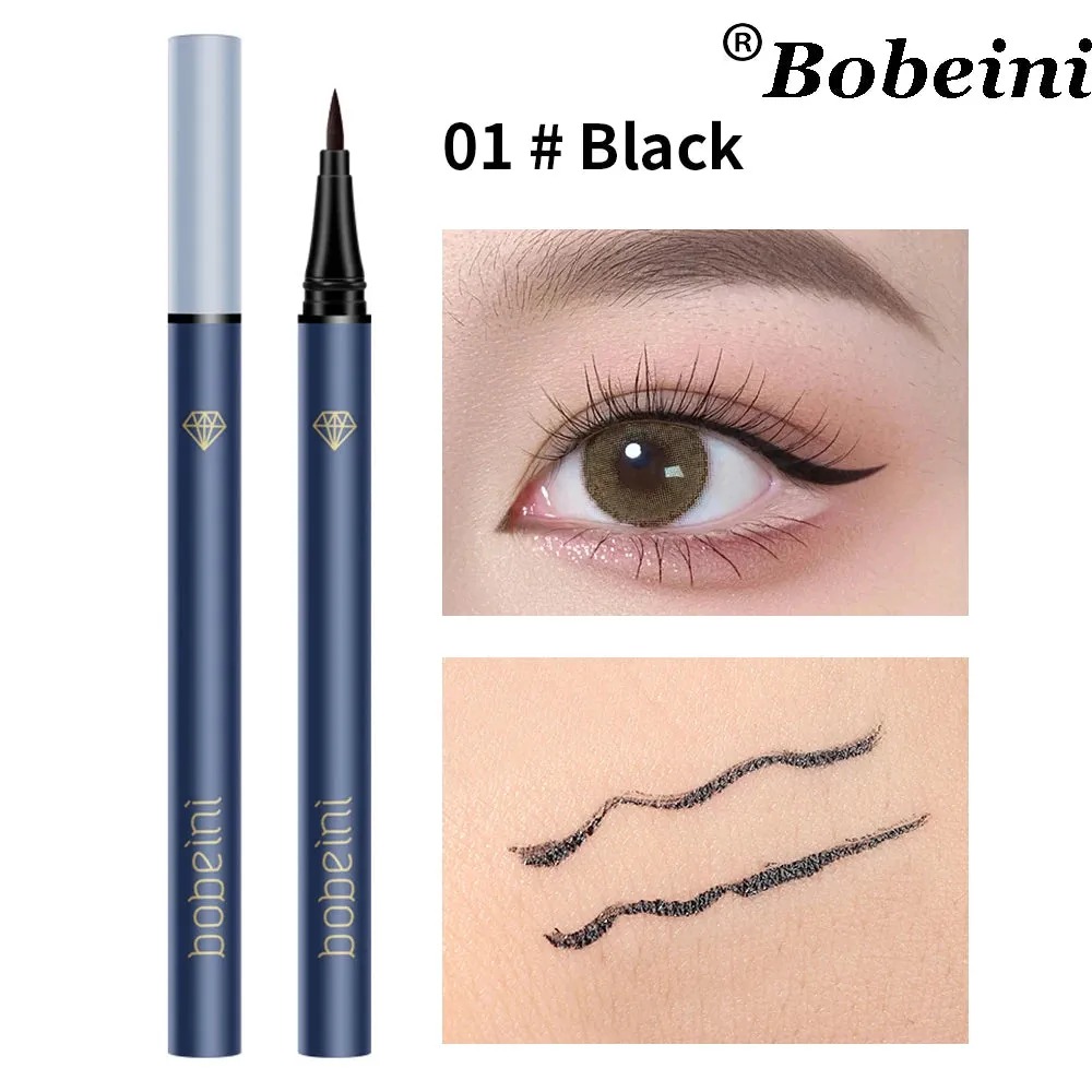Flytonn-Smooth Thin Eyeliner Pen for Beginners Long Lasting Easy Draw and Modify Waterproof Liquid Black Brown Smooth Eyeliners Pencil