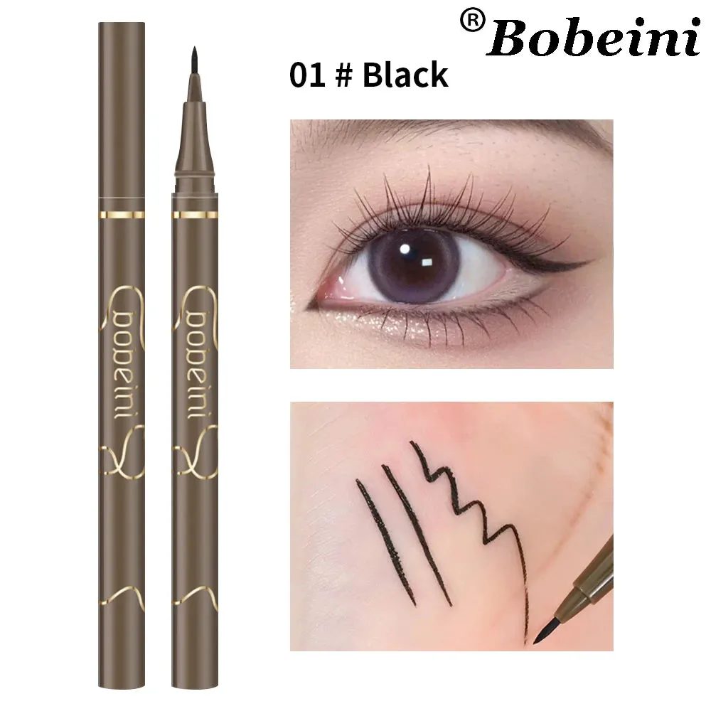 Flytonn-Smooth Thin Eyeliner Pen for Beginners Long Lasting Easy Draw and Modify Waterproof Liquid Black Brown Smooth Eyeliners Pencil