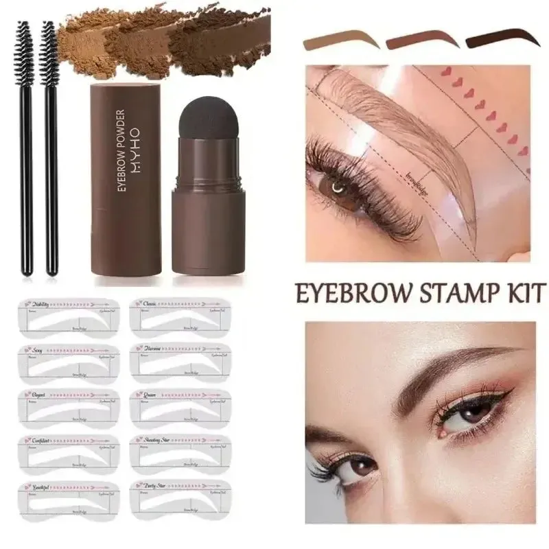 makeup brushes Complete Eyebrow Powder Stamp Shaping Kit Makeup Brushes Eyebrow Paint Eyebrow Pencil Eye Brows Stencil Hairline Enhance Stick