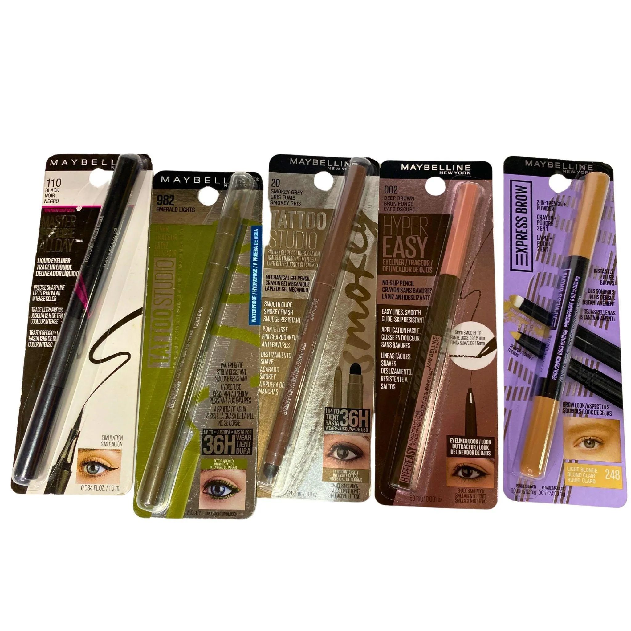 Maybelline Assorted Eyebrow & Eye Liners (65 Pcs Lot)