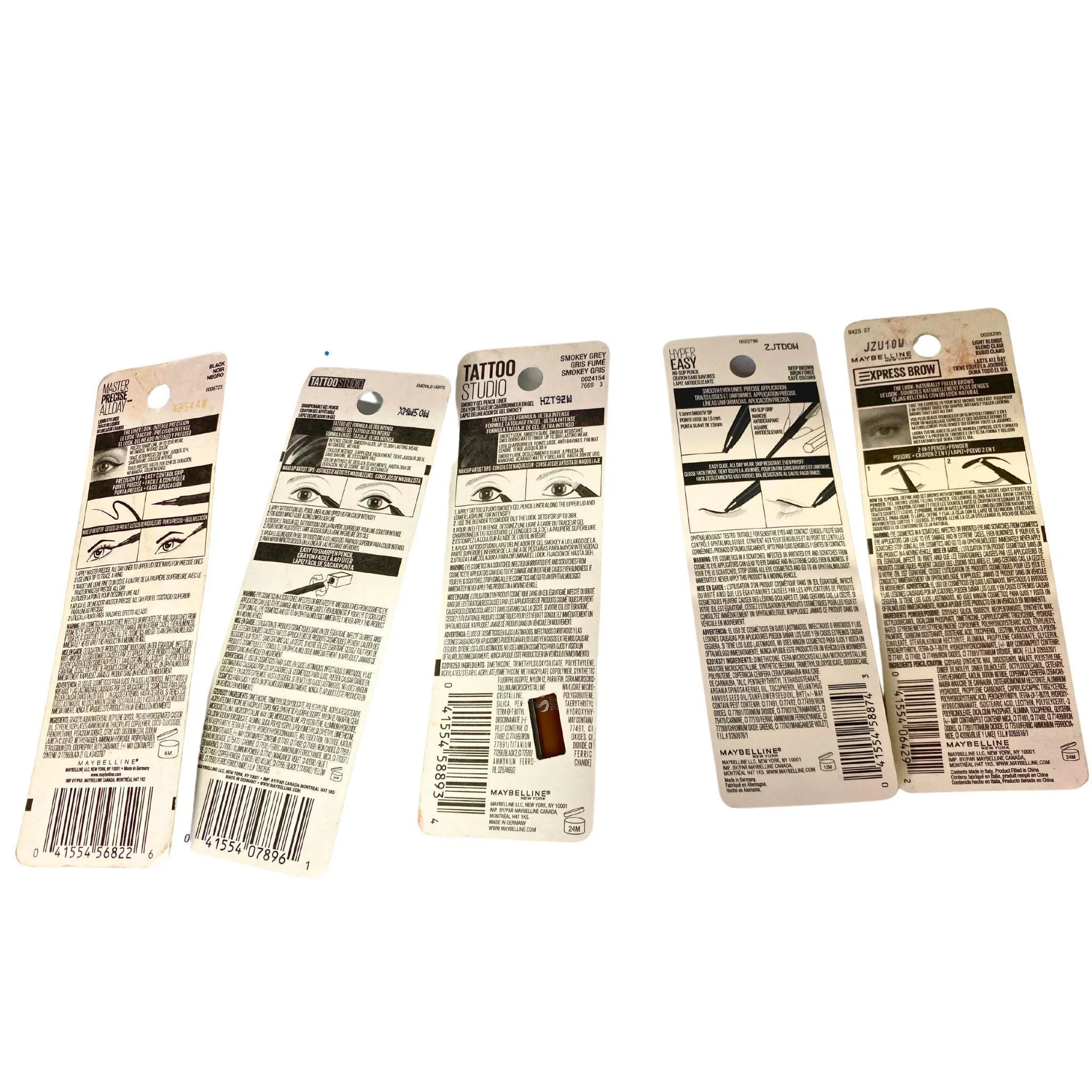 Maybelline Assorted Eyebrow & Eye Liners (65 Pcs Lot)